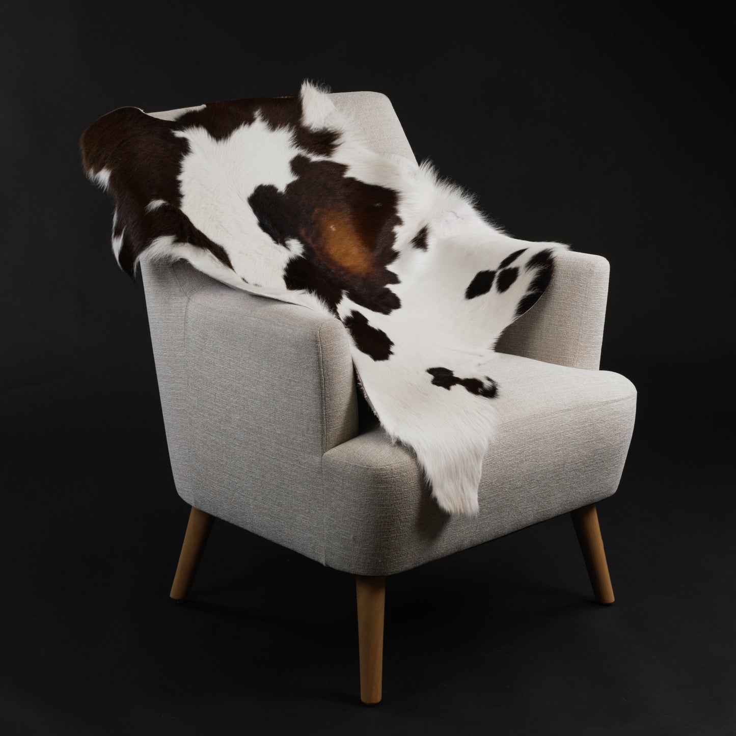 Natural Brown, Black, Copper & White Calf Skin Rug CF120 Lifestyle Image