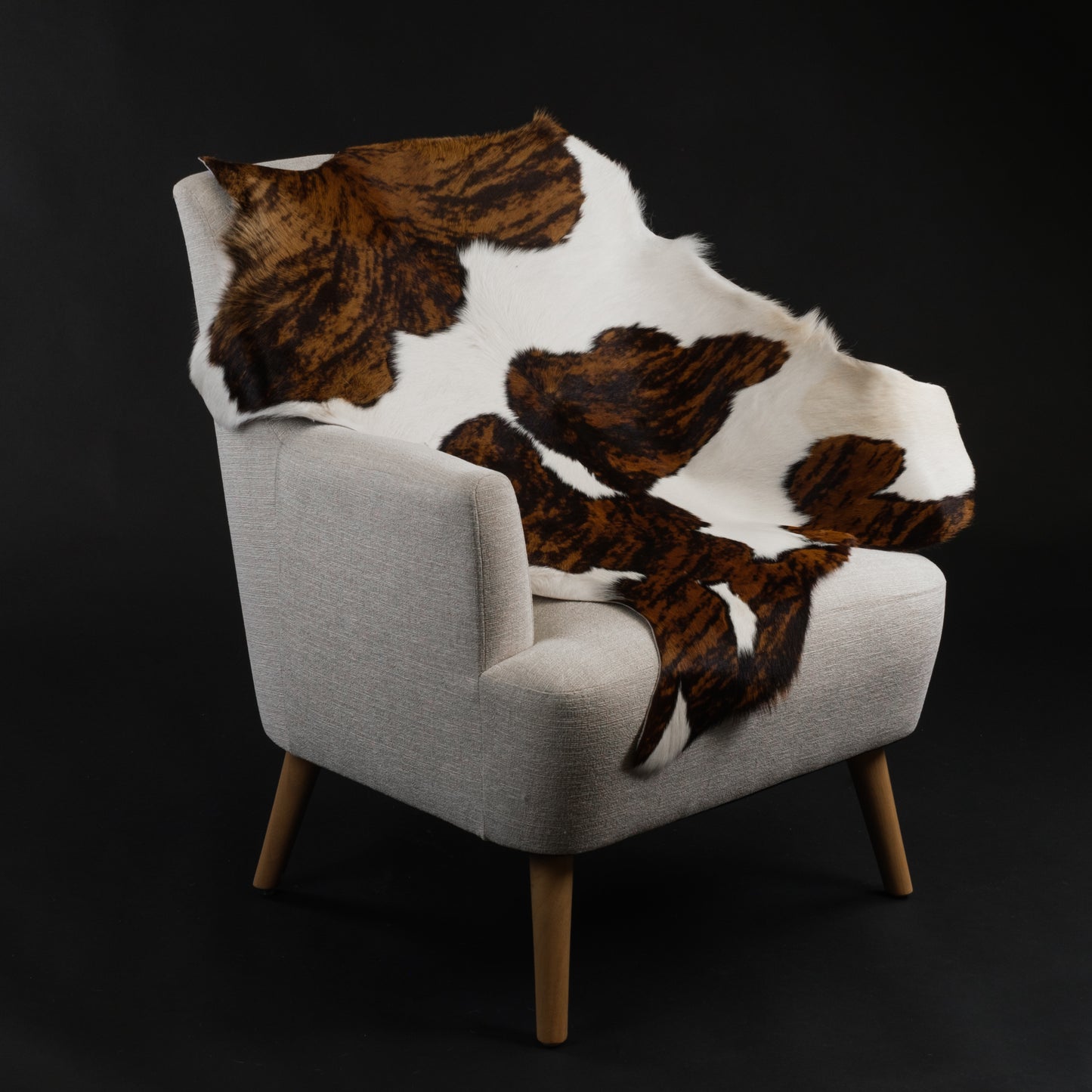 Brown & White Brindle Calf Skin Rug CF151 Lifestyle Image